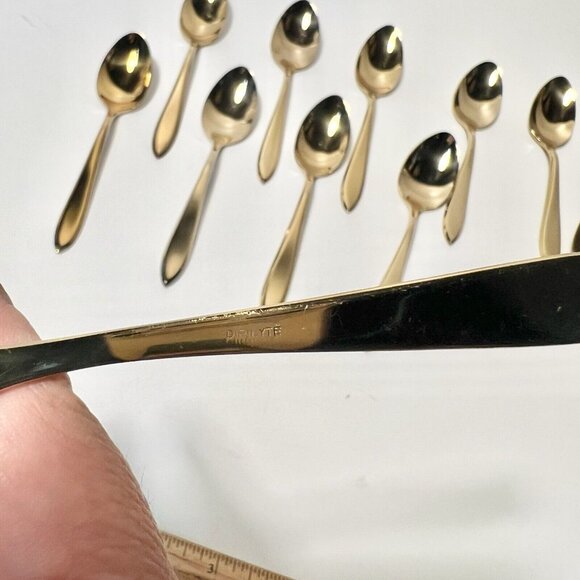 15 Vintage Dirilyte Derigold Regal 6" Teaspoons Gold Tone Flatware - Picture 3 of 4